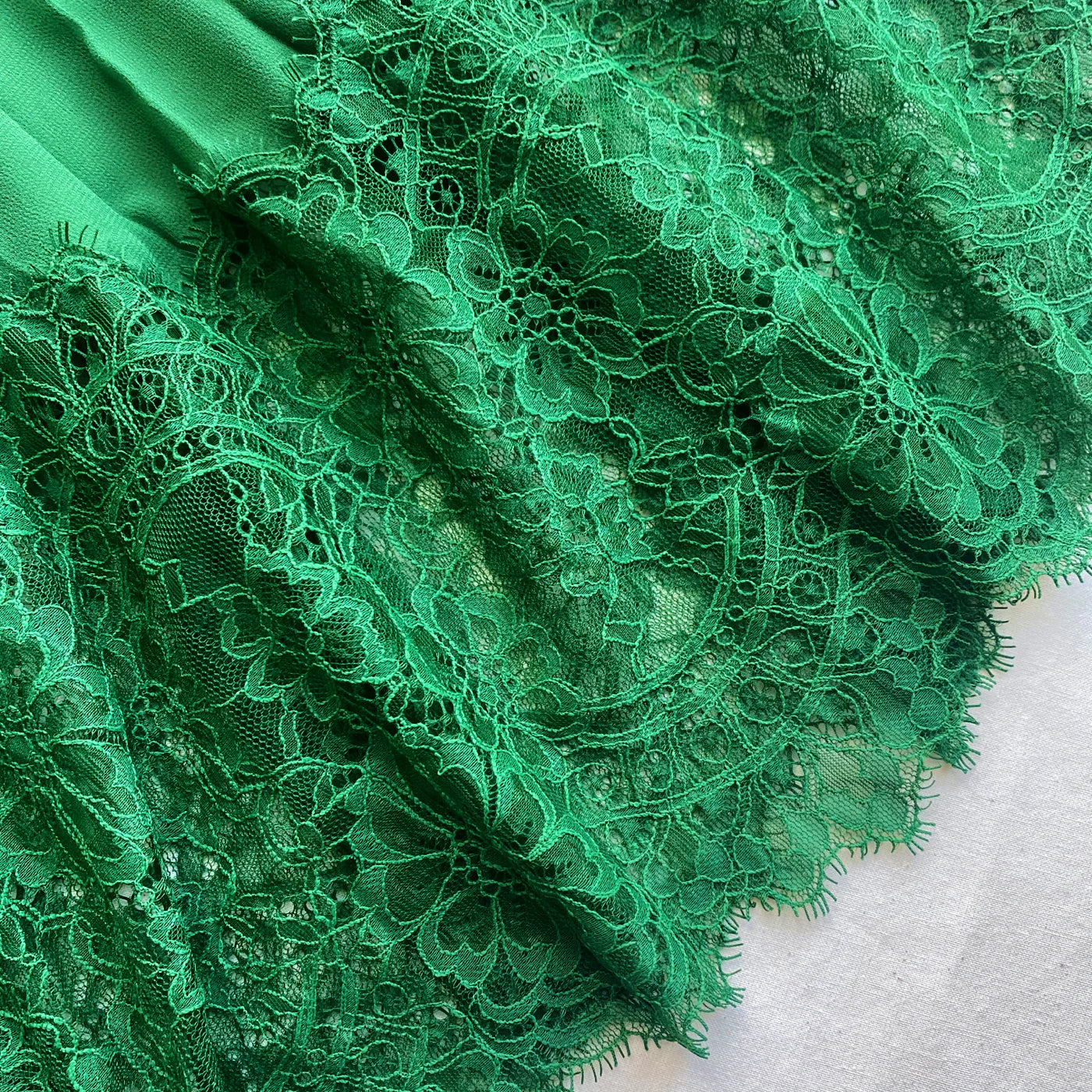 Green Chiffon Trimmed Dress