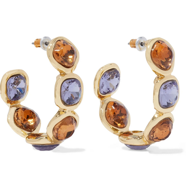 Gold Multi-Color Hoop Earrings