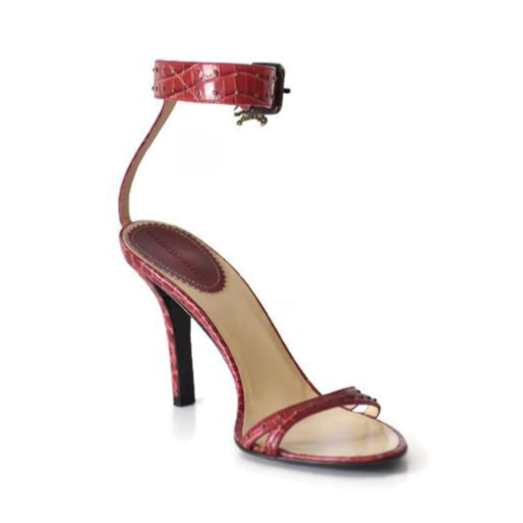 Embossed Ankle Strap Sandals
