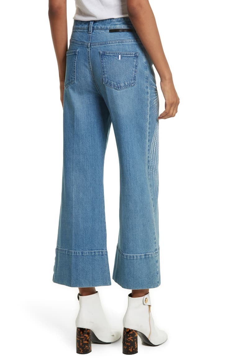 Studded Denim Culotte Jeans