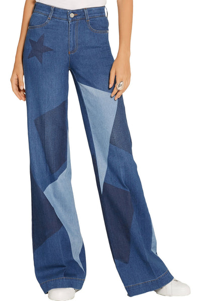Patchwork High-Rise Flared Jeans