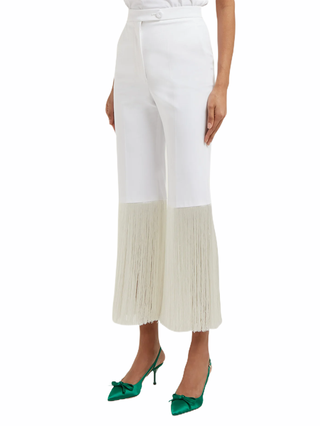 Fringed cotton-blend trousers