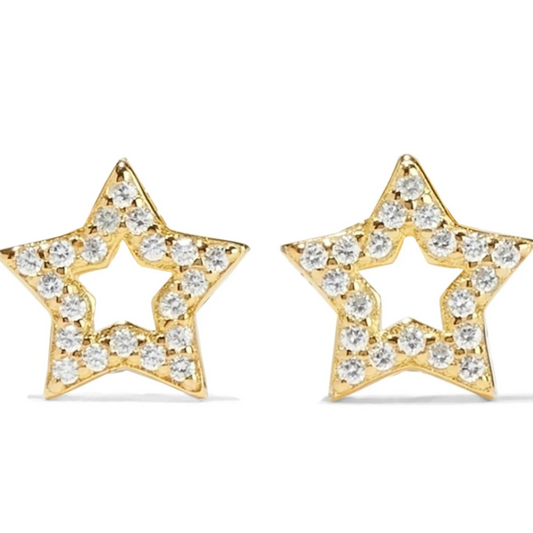 Open Star 18-Karat Gold Vermeil Crystal Earrings