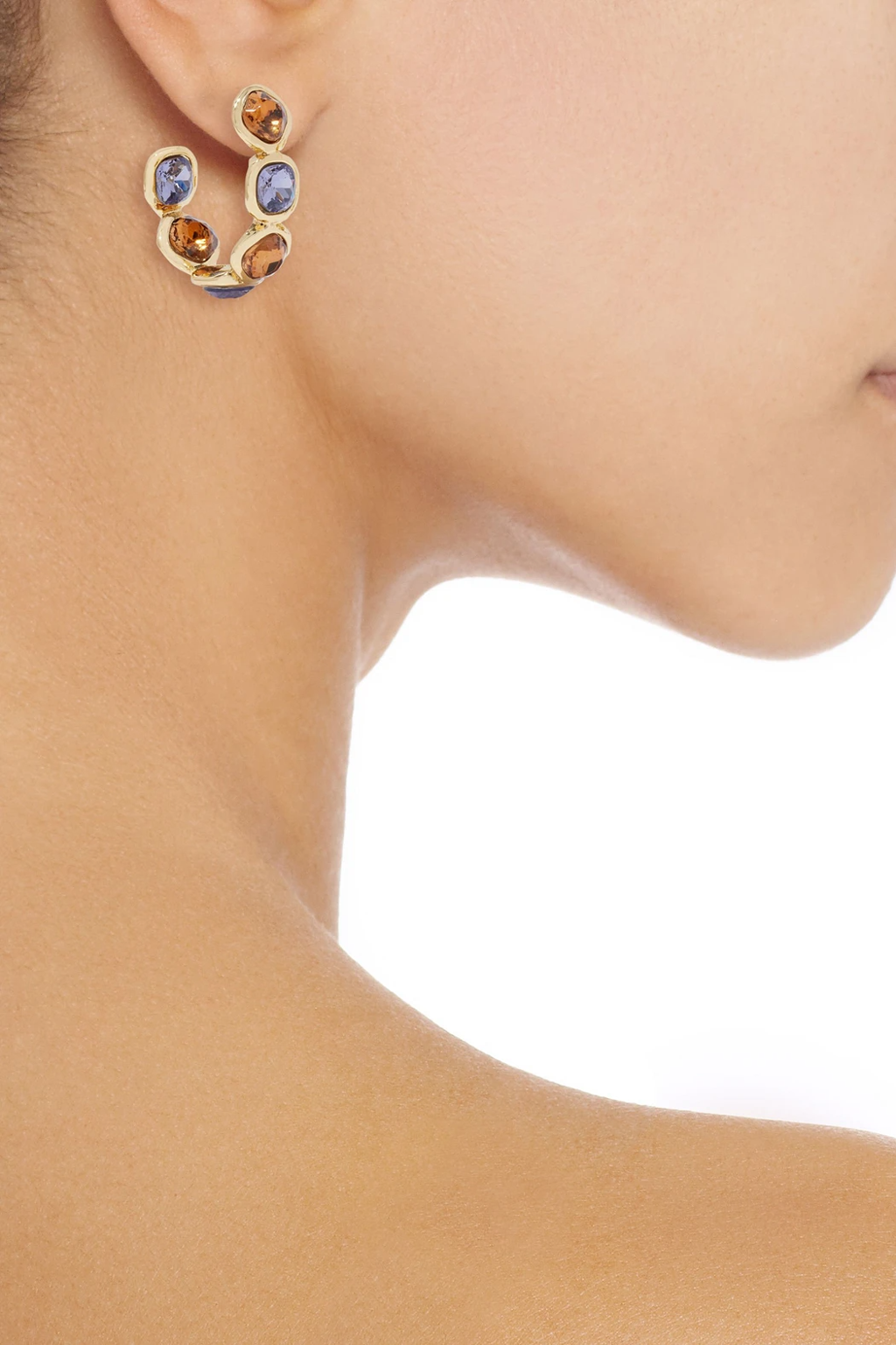 Gold Multi-Color Hoop Earrings